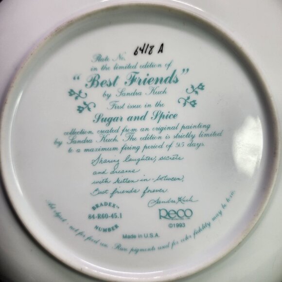 Best Friends by Sandra Kuck Collectors Plate - Sugar and Spice 1993 - Picture 5 of 6